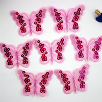Hårpynt DIY resultater, Gaze, med Plastic Sequin, Butterfly, 60x40mm, 100pc'er/Lot, Solgt af Lot
