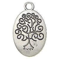 Tibetan Style Flat Oval Pendants, antique silver color plated, nickel, lead & cadmium free, 15x24x2mm, Hole:Approx 2mm, 200PCs/Lot, Sold By Lot