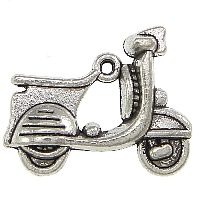 Vehicle Shaped Tibetan Style Pendants, Motorcycle, antique silver color plated, nickel, lead & cadmium free, 22.50x18x6mm, Hole:Approx 1.5mm, 100PCs/Lot, Sold By Lot