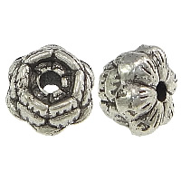 Tibetan Style Flower Beads, antique silver color plated, nickel, lead & cadmium free, 8x8.50x5.50mm, Hole:Approx 1.5mm, 500PCs/Lot, Sold By Lot