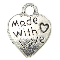 Tibetan Style Heart Pendants, word love, antique silver color plated, nickel, lead & cadmium free, 10x12x1.50mm, Hole:Approx 2mm, 1000PCs/Lot, Sold By Lot
