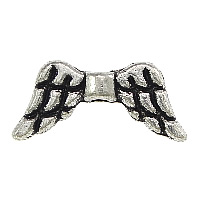 Tibetan Style Jewelry Beads, Wing Shape, antique silver color plated, nickel, lead & cadmium free, 14.50x6.50x2mm, Hole:Approx 1mm, 1000PCs/Lot, Sold By Lot