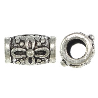 Tibetan Style Large Hole Bead, Column, antique silver color plated, nickel, lead & cadmium free, 10x6.50mm, Hole:Approx 3mm, 300PCs/Lot, Sold By Lot