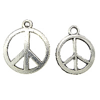 Zinc Alloy Peace Logo antique silver color plated nickel lead & cadmium free Approx 1.5mm Sold By Lot