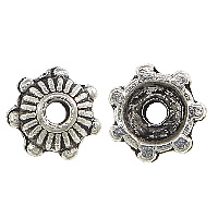 Tibetan Style Bead Cap, Flower, antique silver color plated, nickel, lead & cadmium free, 5.50x5.50x2mm, Hole:Approx 1mm, 2000PCs/Lot, Sold By Lot
