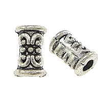 Tibetan Style Jewelry Beads, Column, antique silver color plated, nickel, lead & cadmium free, 5x7.50mm, Hole:Approx 2mm, 1000PCs/Lot, Sold By Lot