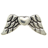 Tibetan Style Heart Pendants, Winged Heart, antique silver color plated, nickel, lead & cadmium free, 19x9x3mm, Hole:Approx 1.5mm, 300PCs/Lot, Sold By Lot
