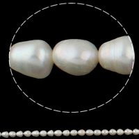 Cultured Rice Freshwater Pearl Beads, natural, white, Grade A, 9-10mm, Hole:Approx 0.8mm, Sold Per 15 Inch Strand