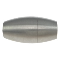Edelstahl Magnetverschluss, oval, originale Farbe, 18x9mm, Bohrung:ca. 5mm, 50PCs/Menge, verkauft von Menge