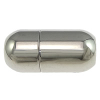 Fecho magnético de aço inoxidável, Oval, cor original, 18x9mm, Buraco:Aprox 5mm, 50PCs/Lot, vendido por Lot