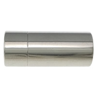 Edelstahl Magnetverschluss, Zylinder, originale Farbe, 19x8mm, Bohrung:ca. 6mm, 50PCs/Menge, verkauft von Menge