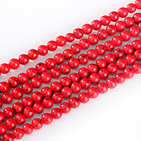 Naturlig Turkis Bead, Runde, forskellig størrelse for valg, rød, Solgt af Lot