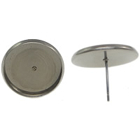 Гвоздик для сережки из нержавеющей стали, Нержавеющая сталь 304, Плоская круглая форма, оригинальный цвет, 18x2mm, 0.7mm, внутренний диаметр:Приблизительно 16mm, продается PC