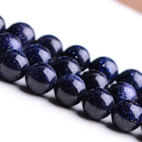 Blå Goldstone Bead, Runde, forskellig størrelse for valg, Solgt af Lot