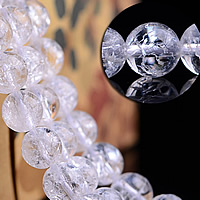 Perles de Quartz clair naturel, Rond, normes différentes pour le choix & craquelure, Vendu par lot