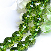 Abalorios de Cristal Craquelado, Vidrio, Esférico, diverso tamaño para la opción, verde, Vendido por Grupo