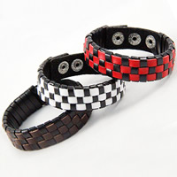 Cowhide Bracelet zinc alloy snap clasp platinum color plated punk style & gingham & adjustable nickel lead & cadmium free 19mm Length Approx 8 Inch Sold By Lot
