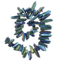 Naturlige Plating kvarts perler, Clear Quartz, Nuggets, farverig forgyldt, 5-11x18-49x7-12mm, Hole:Ca. 1mm, Længde Ca. 16 inch, 2Strands/Lot, Ca. 50pc'er/Strand, Solgt af Lot