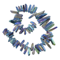 Natural Plating Quartz Beads, Clear Quartz, Nuggets, colorful plated, 5-8x19-40x5-10mm, Hole:Approx 1mm, Length:Approx 16 Inch, 2.1Strands/Lot, Approx 62PCs/Strand, Sold By Lot