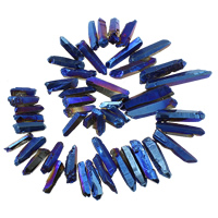 Бисер кварц естественный покрытие, Чистый кварц, Комкообразная форма, разноцветная плакировка, 4-11x18.5-56x6.5-9mm, отверстие:Приблизительно 1mm, длина:Приблизительно 16 дюймовый, 2пряди/Лот, Приблизительно 49ПК/Strand, продается Лот