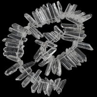Perles de Quartz clair naturel, pepite, normes différentes pour le choix, 5-9x21-41x4-7mm, Trou:Environ 1.5mm, Vendu par Environ 16 pouce brin