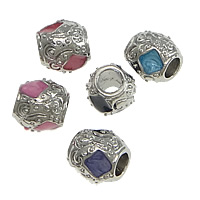 Tibetan Style Large Hole Bead, Drum, platinum color plated, enamel, more colors for choice, nickel, lead & cadmium free, 10x10x10mm, Hole:Approx 4mm, 200PCs/Lot, Sold By Lot