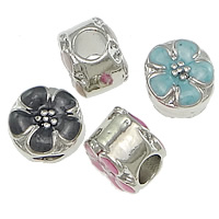 Zinc Alloy European Beads Flower platinum color plated without troll & enamel nickel lead & cadmium free Approx 4.5mm Sold By Lot