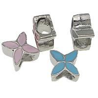 Zinc Alloy European Beads Flower platinum color plated without troll & enamel nickel lead & cadmium free Approx 5mm Sold By Lot
