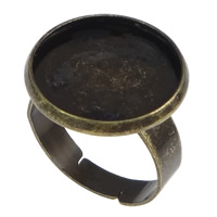 Brass Bezel Ring Base Flat Round antique bronze color plated nickel lead & cadmium free 18mm Inner Approx 16mm US Ring Sold By Lot