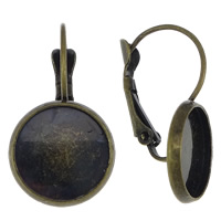 Messing Hebel Rückseiten Ohrring Komponente, antike Bronzefarbe plattiert, frei von Nickel, Blei & Kadmium, 14x26x12mm, Innendurchmesser:ca. 12mm, 100PCs/Menge, verkauft von Menge