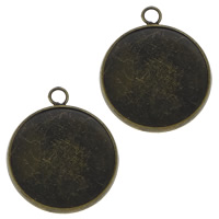 Brass Pendant Findings, Flat Round, antique bronze color plated, nickel, lead & cadmium free, 22x26x2mm, Hole:Approx 3mm, Inner Diameter:Approx 20mm, 100PCs/Lot, Sold By Lot