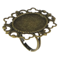 Латунная основа-гнездо для кольца, Латунь, Форма цветка, Покрытие под бронзу старую, не содержит никель, свинец, 32mm, отверстие:Приблизительно 2mm, внутренний диаметр:Приблизительно 15x20mm, размер:7, 50ПК/Лот, продается Лот