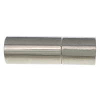 Brass Bayonet Clasp, Column, platinum color plated, nickel, lead & cadmium free, 18x6mm, Hole:Approx 5mm, 50PCs/Lot, Sold By Lot