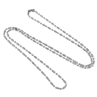 Messingkette Halskette, Messing, Platinfarbe platiniert, Kugelkette, frei von Nickel, Blei & Kadmium, 2mm, Länge:ca. 27 ZollInch, 50SträngeStrang/Menge, verkauft von Menge