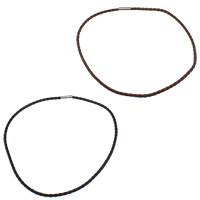 PU Leder Halskette Schnur, Messing Bajonettverschluss, Platinfarbe platiniert, keine, frei von Nickel, Blei & Kadmium, 4mm, 17x5mm, Länge ca. 19 ZollInch, 30SträngeStrang/Menge, verkauft von Menge