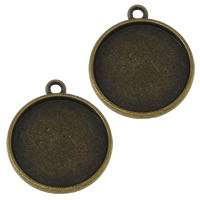 Tibetan Style Pendant Cabochon Setting, Flat Round, antique bronze color plated, nickel, lead & cadmium free, 15x18x3mm, Hole:Approx 2mm, Inner Diameter:Approx 12mm, 100PCs/Lot, Sold By Lot