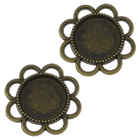 Tibetan Style, Flower, antique bronze color plated, nickel, lead & cadmium free, 24x24x2mm, Inner Diameter:Approx 14mm, 100PCs/Lot, Sold By Lot