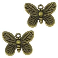Tibetan Style Animal Pendants, Butterfly, antique bronze color plated, nickel, lead & cadmium free, 17x14x2mm, Hole:Approx 1mm, 100PCs/Lot, Sold By Lot