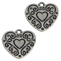 Tibetan Style Heart Pendants, antique silver color plated, nickel, lead & cadmium free, 19x18x2mm, Hole:Approx 2mm, 100PCs/Lot, Sold By Lot