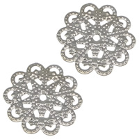 Iron Cabochon, Flower, platinum color plated, flat back, 19x19x1mm, 500PCs/Lot, Sold By Lot