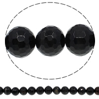 Natural Black Agate Beads, Round, different size for choice & faceted, Hole:Approx 1mm, Length:Approx 15 Inch, Sold By Lot