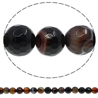 Natural Coffee Agate perler, Kaffe Agate, Runde, forskellig størrelse for valg & facetteret, Hole:Ca. 1mm, Længde Ca. 14.5 inch, Solgt af Lot