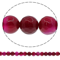 Natürliche Rosa Achat Perlen, rund, verschiedene Größen vorhanden & facettierte, Bohrung:ca. 1mm, Länge:ca. 15 ZollInch, verkauft von Menge
