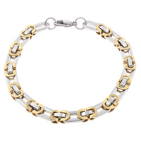 Stainless Steel Jewelry Bracelet, plated, two tone, 14x7x2mm, Length:Approx 8.5 Inch, 5Strands/Bag, Sold By Bag