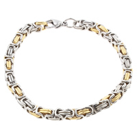 Stainless Steel Jewelry Bracelet, plated, byzantine chain & two tone, 5x5mm, Length:Approx 7.5 Inch, 5Strands/Bag, Sold By Bag