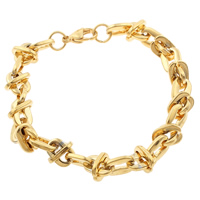 Stainless Steel Jewelry Bracelet, gold color plated, oval chain, 11x8x2mm, Length:Approx 8.5 Inch, 5Strands/Bag, Sold By Bag