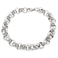 Stainless Steel Jewelry Bracelet, rolo chain, original color, 9x4mm, Length:Approx 8 Inch, 5Strands/Bag, Sold By Bag