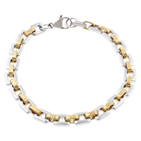 Stainless Steel Jewelry Bracelet plated rectangle chain & two tone  Length Approx 8.5 Inch Sold By Bag