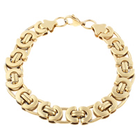 Bijoux bracelet en acier inoxydable, Placage de couleur d'or, 16x11x4mm, Longueur:Environ 8.5 pouce, 5Strandstoron/sac, Vendu par sac
