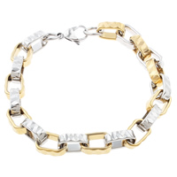 Stainless Steel Jewelry Bracelet plated oval chain & two tone Length Approx 8 Inch Sold By Bag